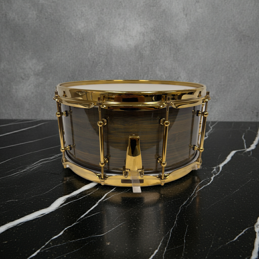 Bamboo Snare Drum with Gold Hardware
