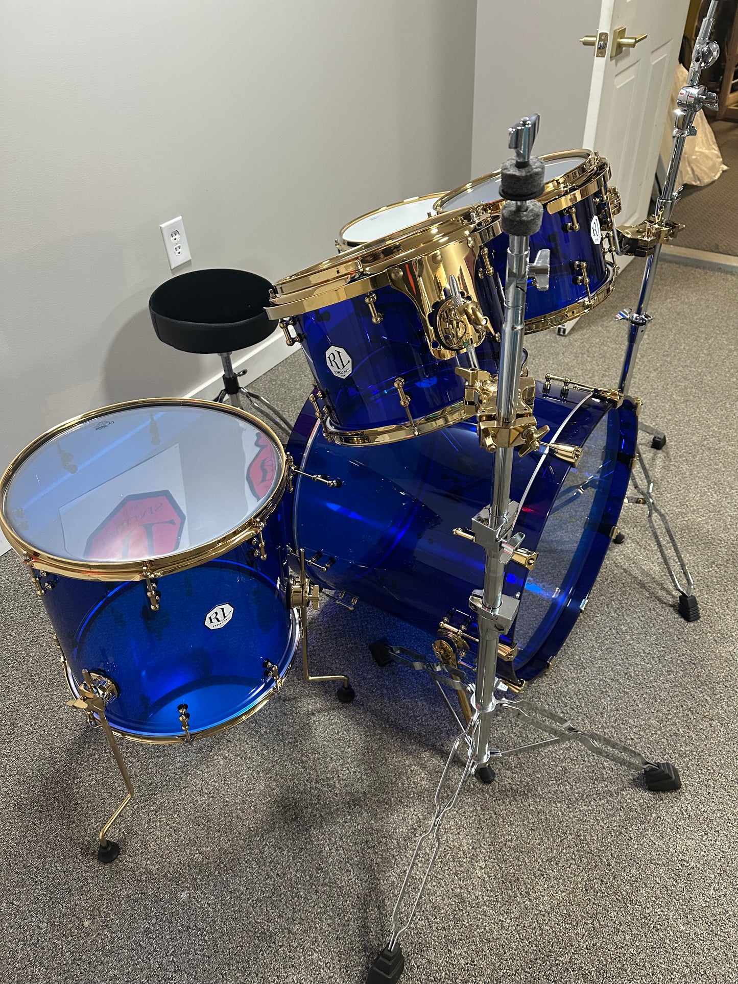 Navy Blue Acrylic Shell Pack W/Gold Hardware