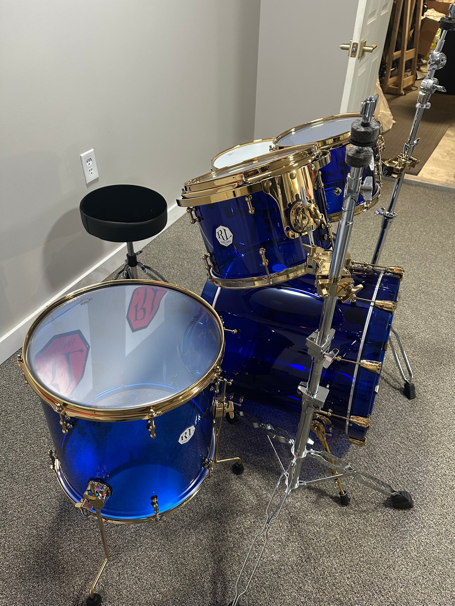 Navy Blue Acrylic Shell Pack W/Gold Hardware