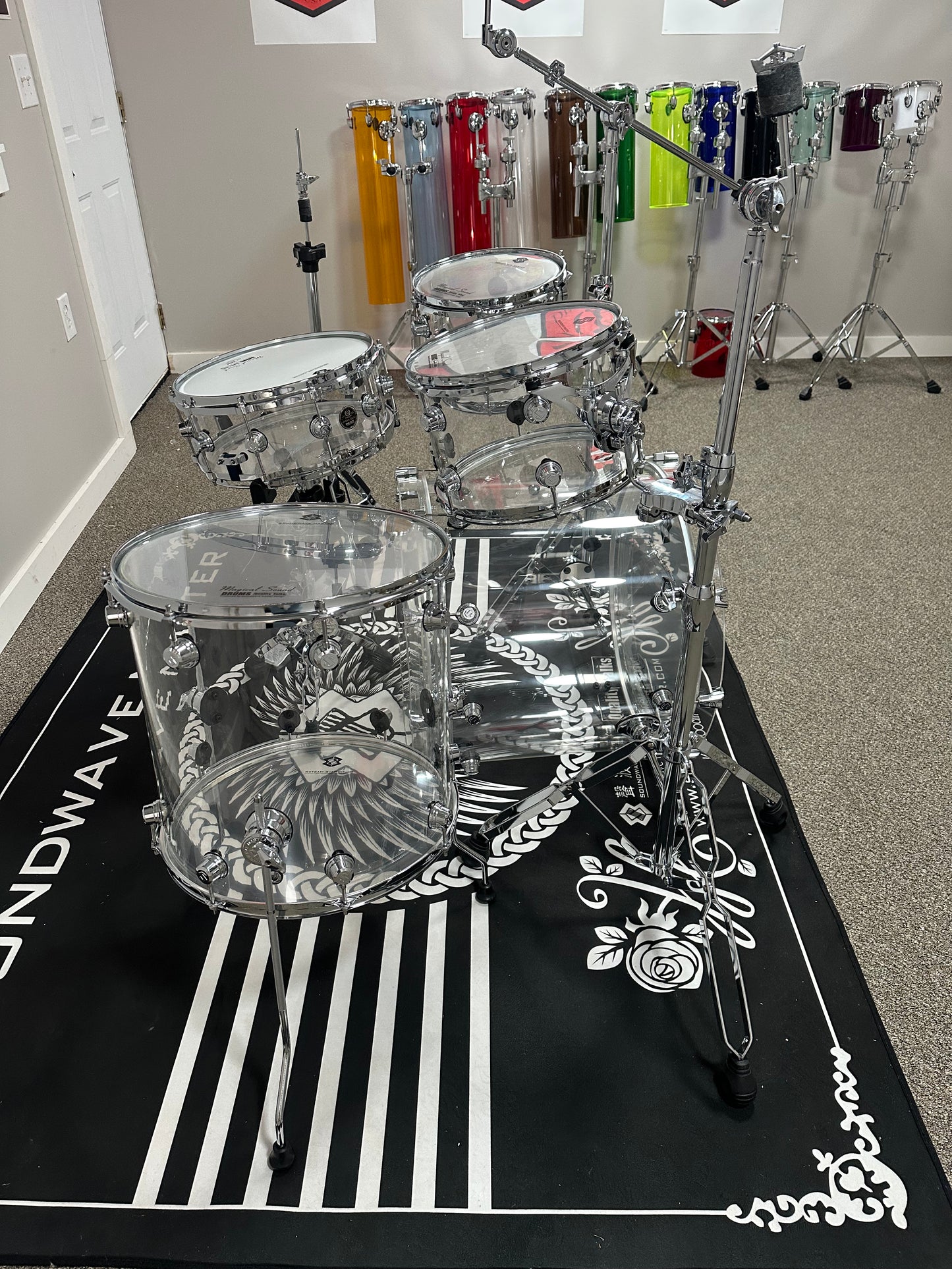 SOUNDWAVE MASTER ICE CRYSTAL SOUND SERIES CLEAR DRUM KIT