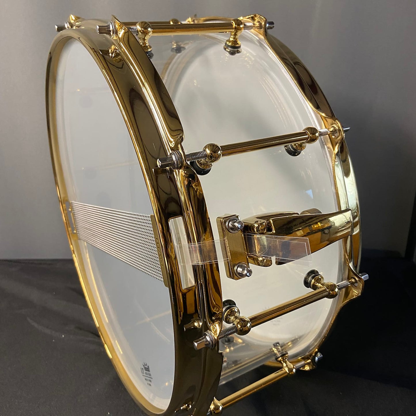 Clear Acrylic Snare Drum With Brass