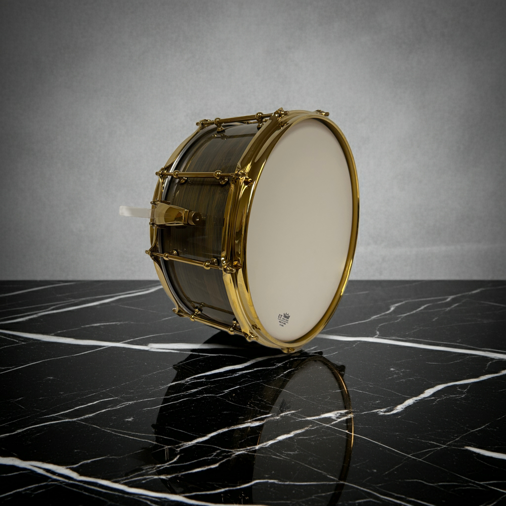 Bamboo Snare Drum with Gold Hardware