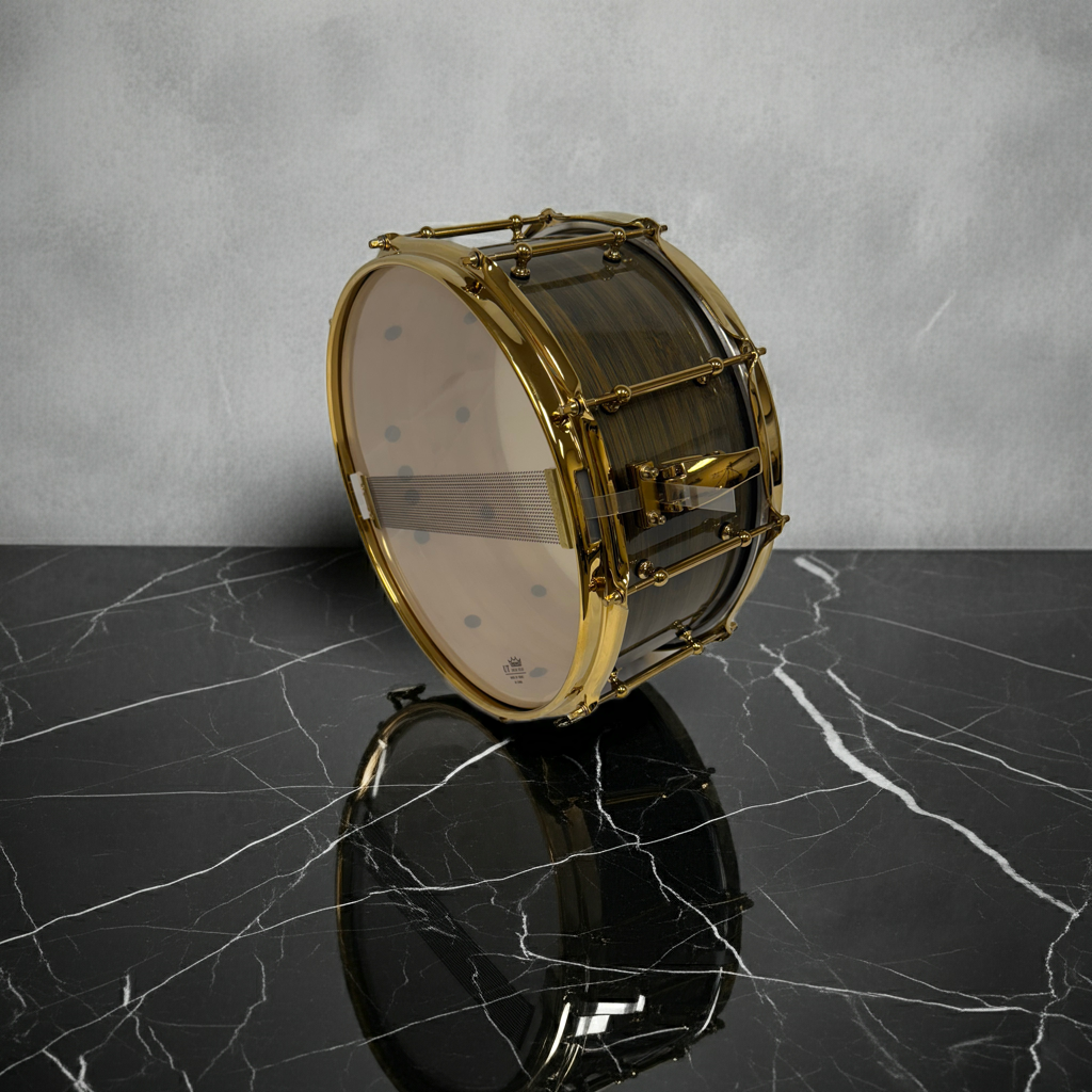 Bamboo Snare Drum with Gold Hardware