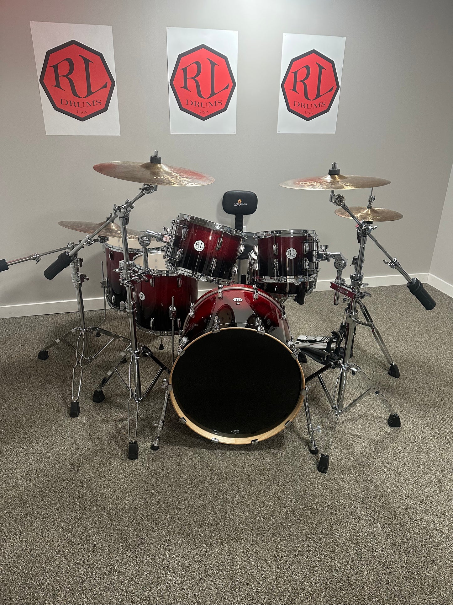 RL Drums Evolution Red Sparkle Fade Complete Turnkey Drum Set