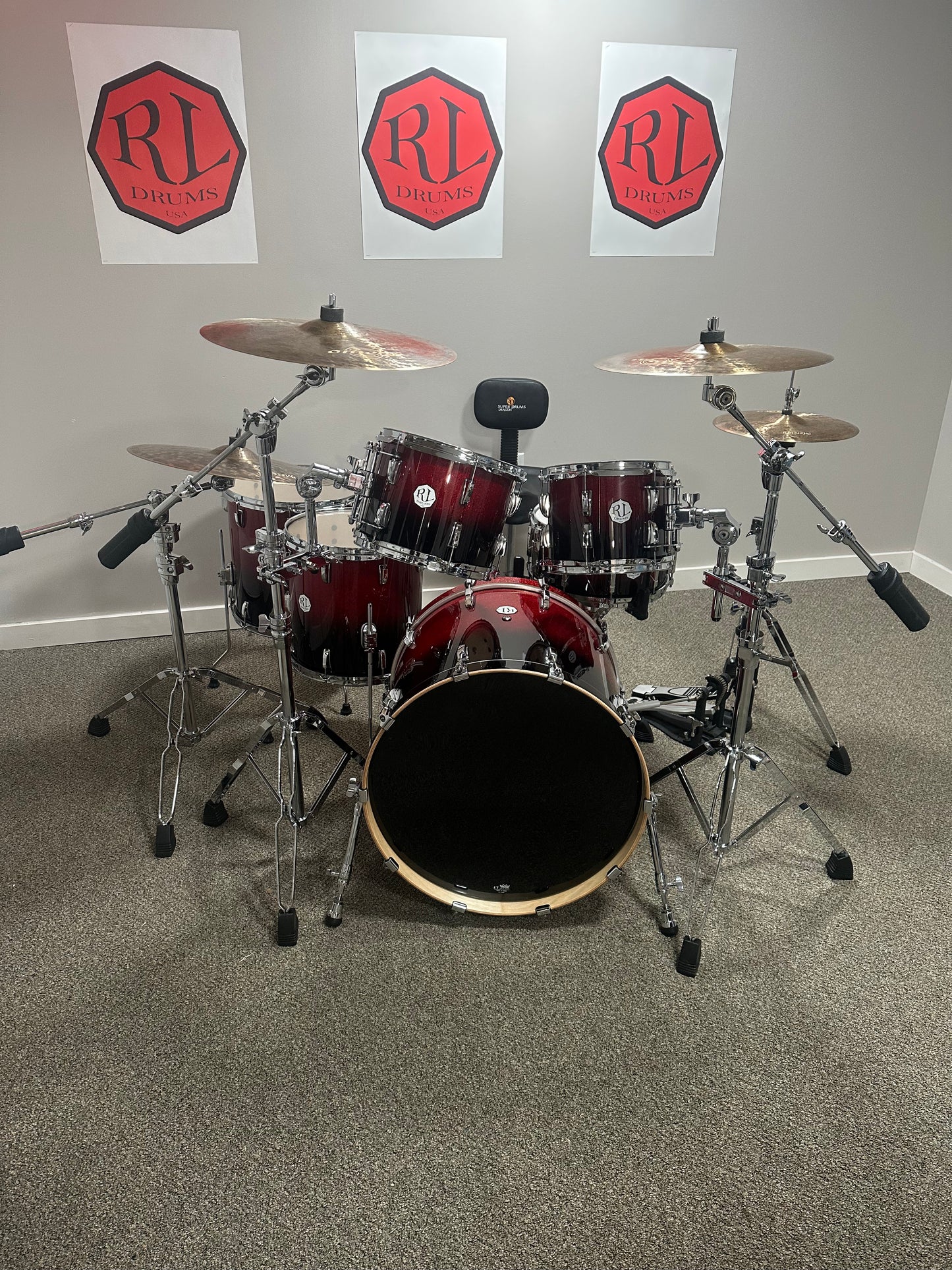 RL Drums Evolution Red Sparkle Fade Complete Turnkey Drum Set