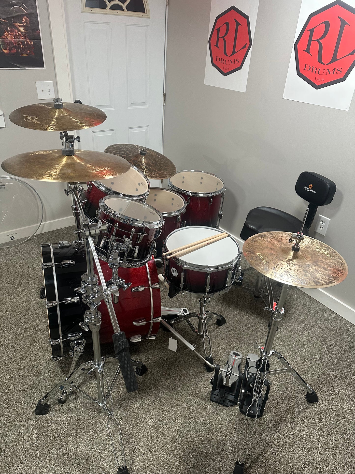 RL Drums Evolution Red Sparkle Fade Complete Turnkey Drum Set