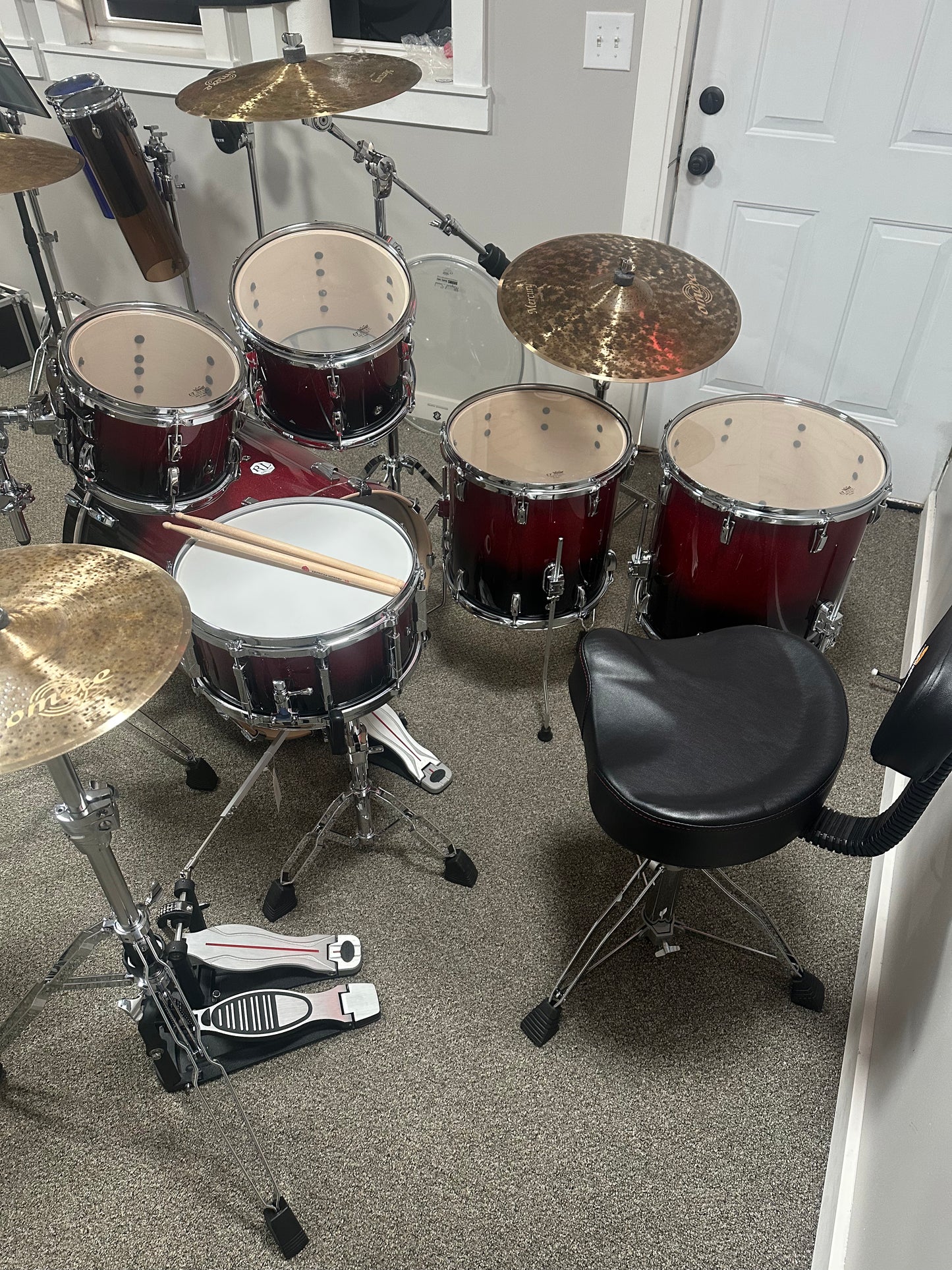 RL Drums Evolution Red Sparkle Fade Complete Turnkey Drum Set