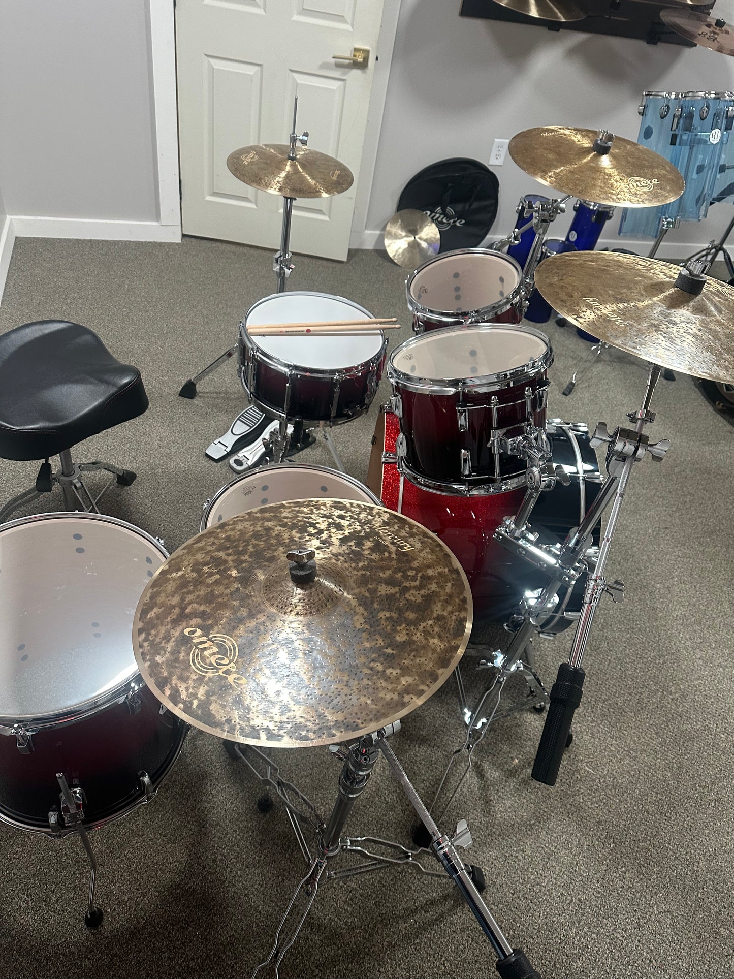 RL Drums Evolution Red Sparkle Fade Complete Turnkey Drum Set