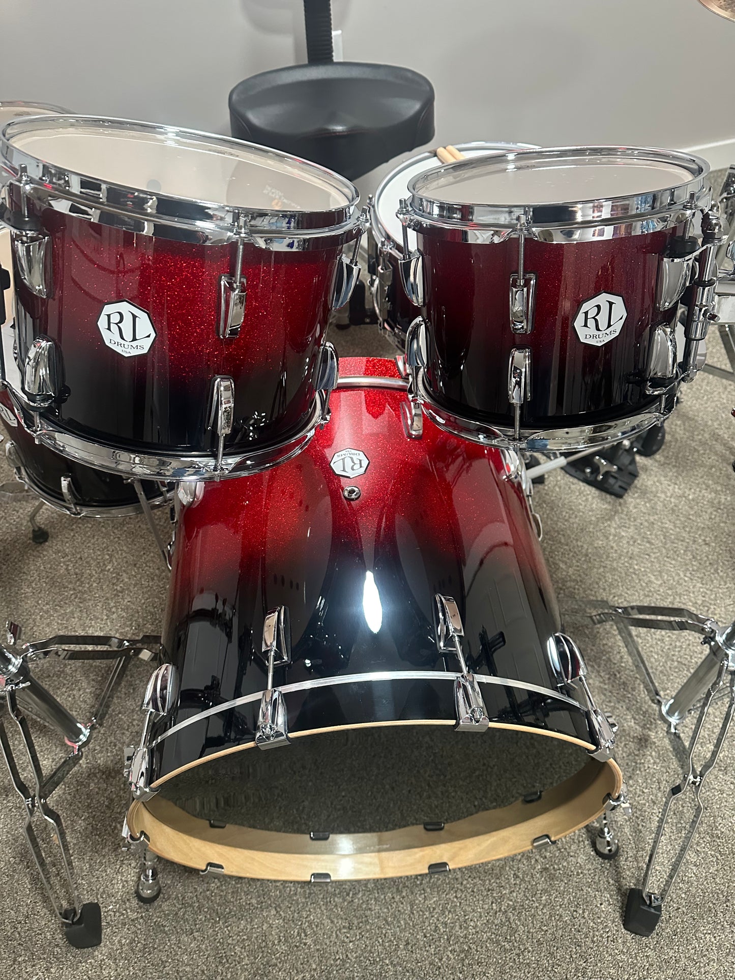 RL Drums Evolution Red Sparkle Fade Complete Turnkey Drum Set