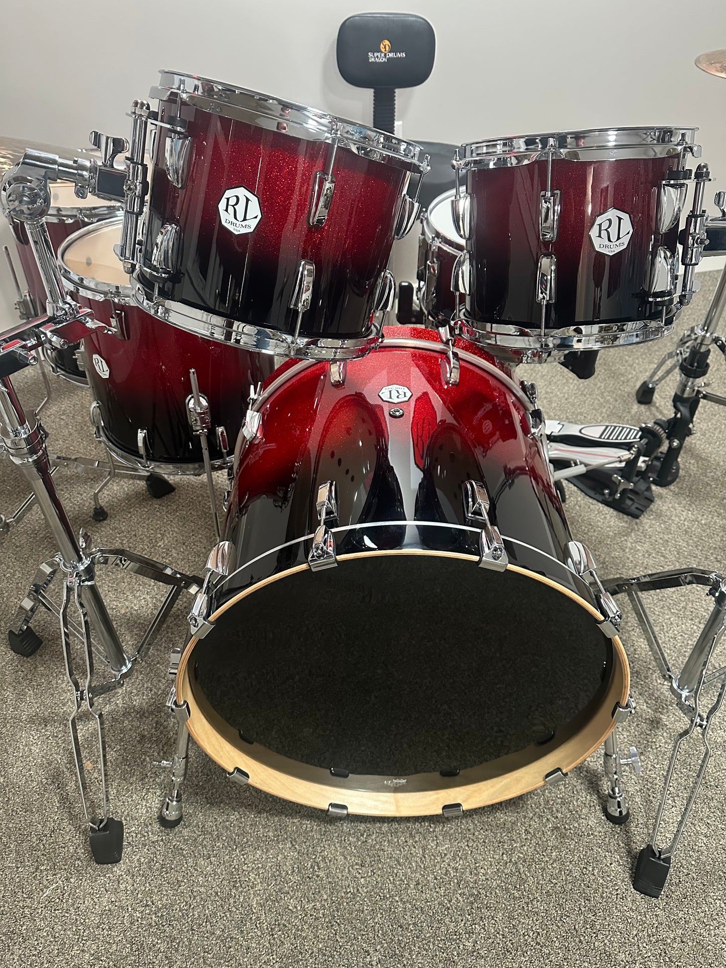 RL Drums Evolution Red Sparkle Fade Complete Turnkey Drum Set