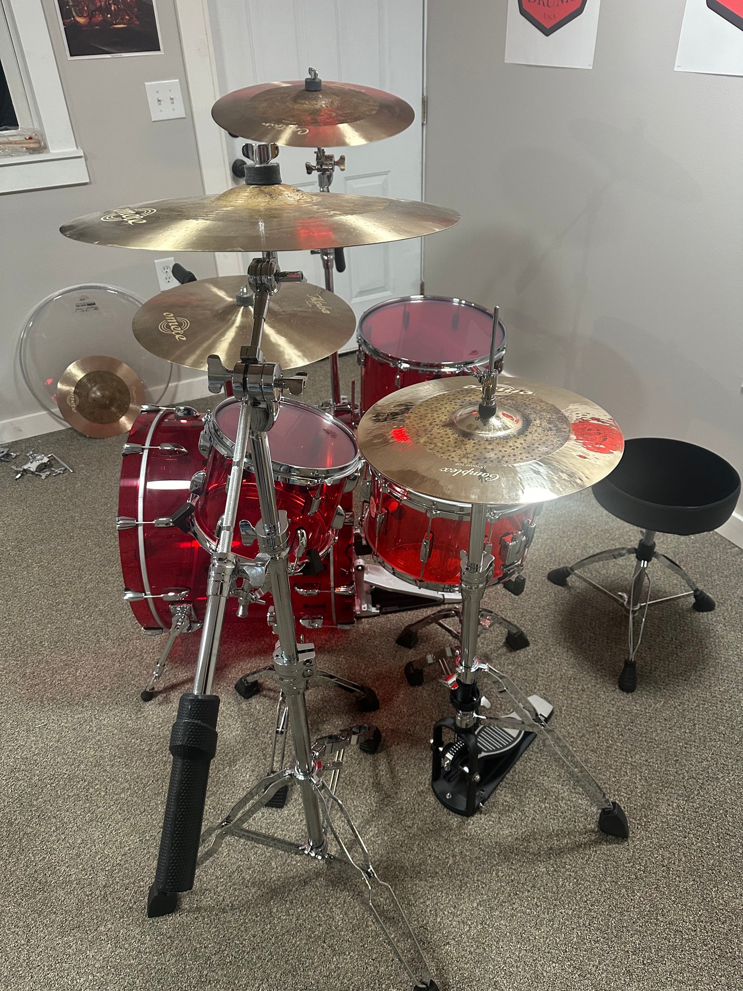 Red Acrylic Drum Set