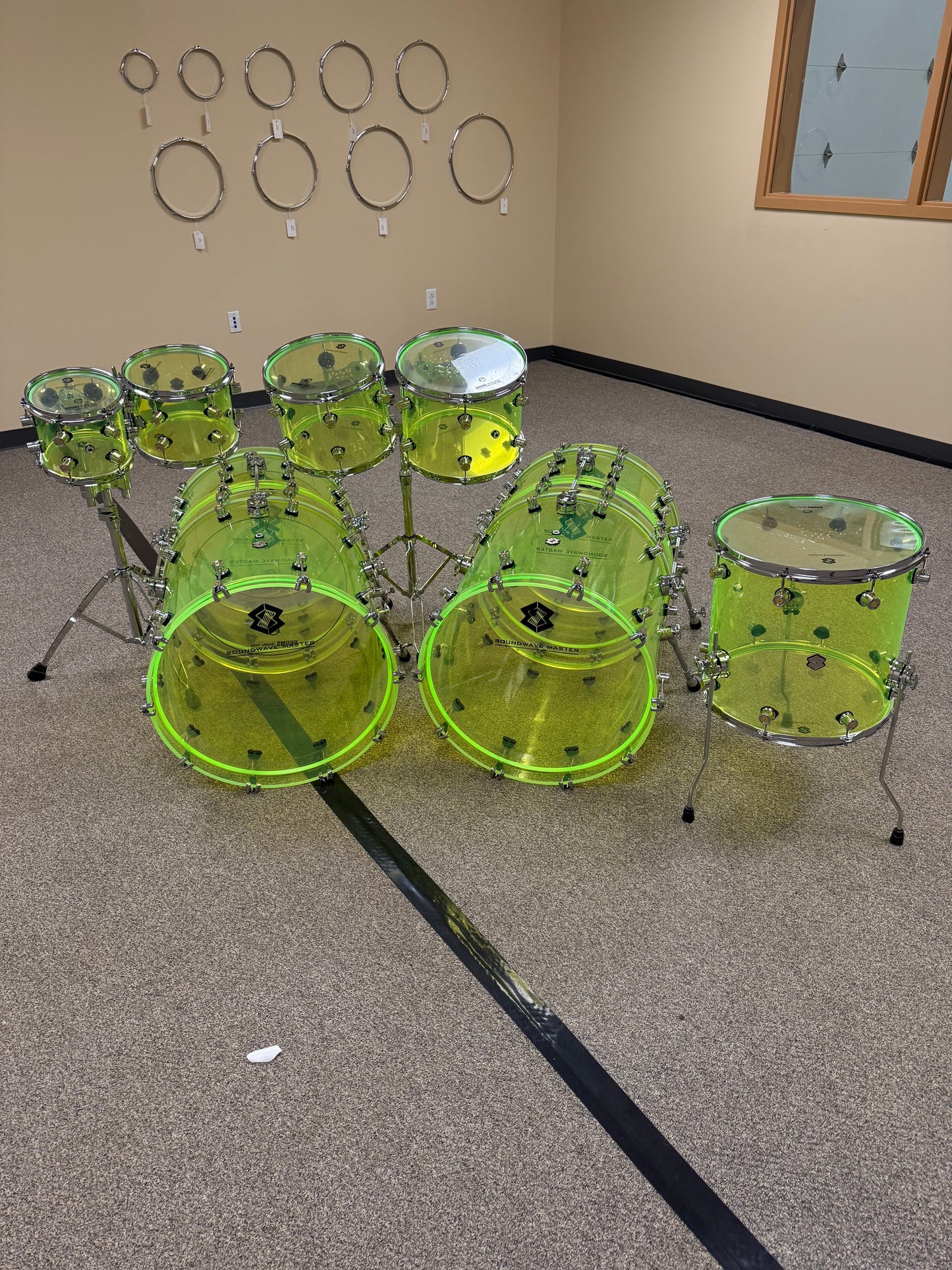 SOUNDWAVE MASTER FUSION MASTER SERIES FLUORESCENT GREEN SPECIAL BUILD DRUM SET