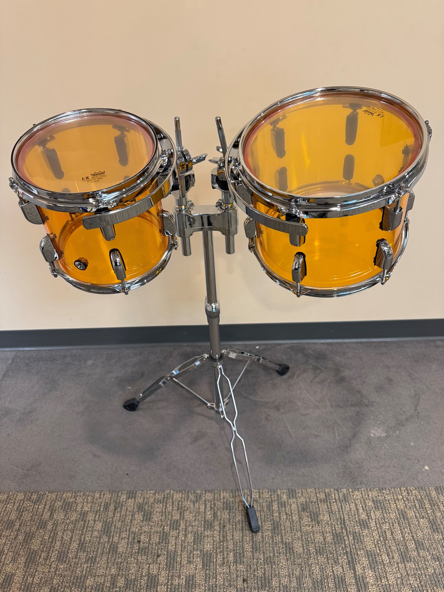 Amber Seamless Acrylic 8"x8" -10"x8" Tom Drums with Stand