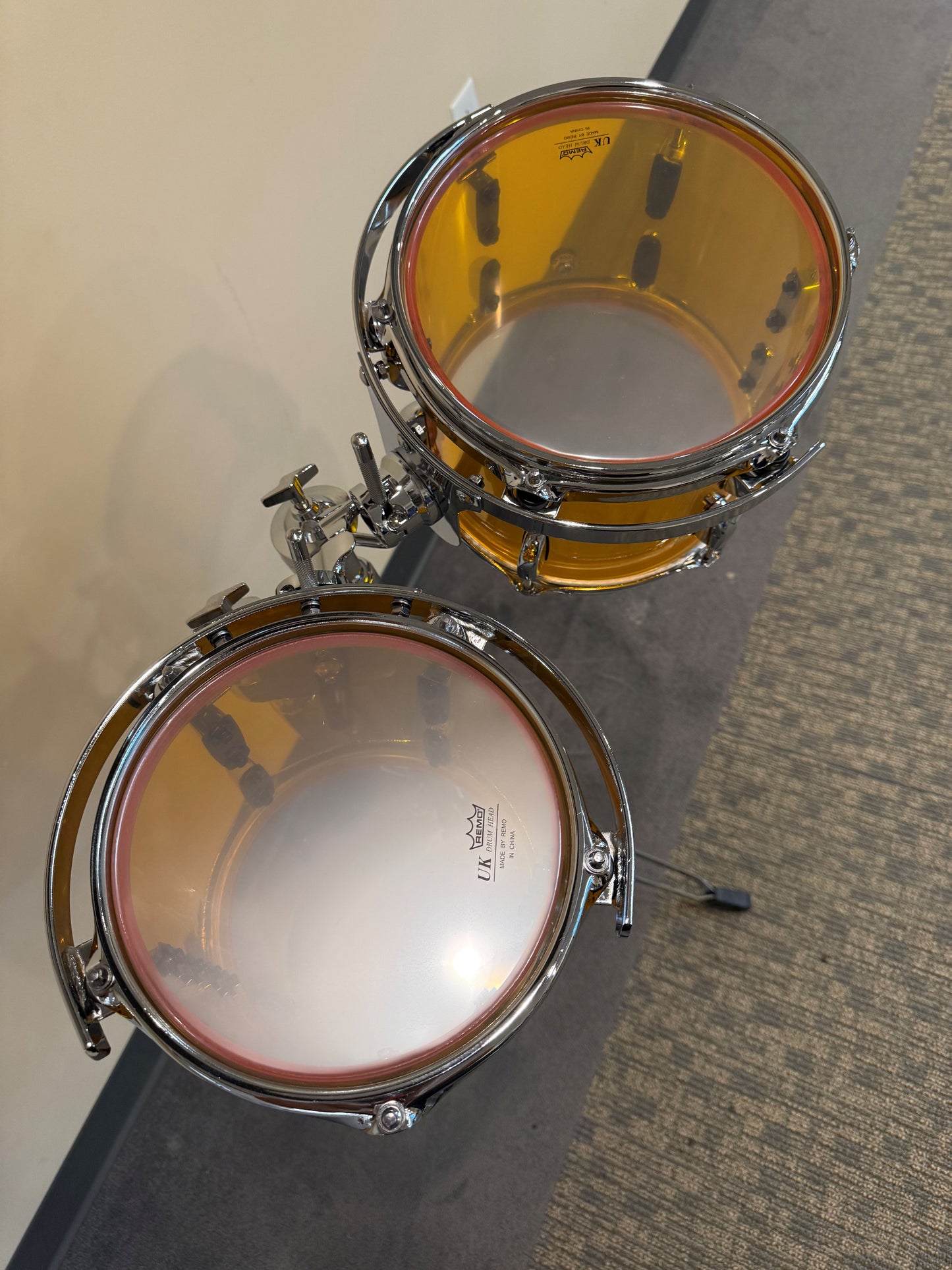 Amber Seamless Acrylic 8"x8" -10"x8" Tom Drums with Stand
