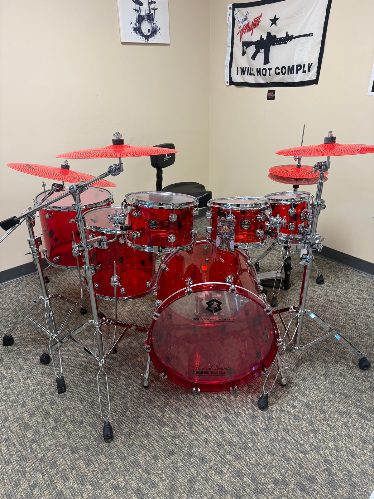 Soundwave Master Ice Crystal Sound Series Red Drum Kit 2