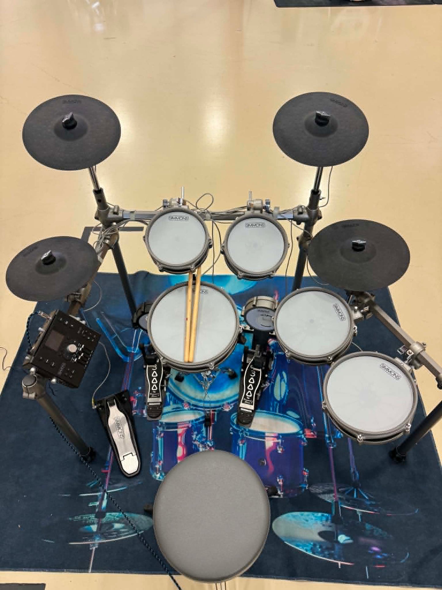Used Simmons SD1250 Electric Drum Set-Double Bass